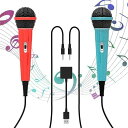 ElnicecSwitch用カラオケマイク【2025年NEWモデル・2本セット】2.0USB高集音力有線マイク2人同時に歌える軽量単一指向性低ノイズ接続簡単3m...