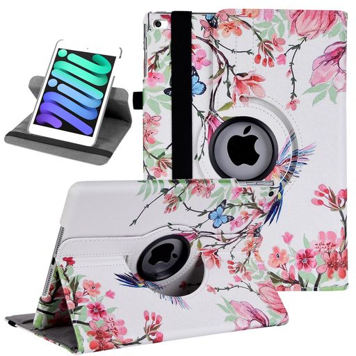 iPadMini5ケース2019/iPadMini4ケース7.9インチタブレットケース軽量手帳型360度回転スタンドオートスリープ機(jī)能2段階調(diào)節(jié)可能固定バンド脫落防止耐沖撃耐久性(花と鳥)