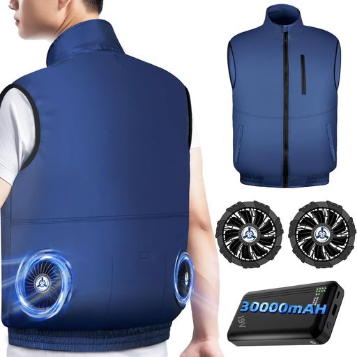 [SUMERIY]空調作業服ベスト30000MAH大容量バッテリー付属超高出力ファン付き作業服ファンバッテリーセット薄型超軽量4段階調節日本製高性能モーター9枚ファン強力風量UVカットUSB給電式暑さ…