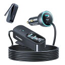 ROCORENシガーソケットUSBCカーチャージャー延長6連合計105W【PD30W&QC3.0急速充電後部座席同時使用6ポート:Type-Cポート3口+USBAポート3口】12V/24V車載充電器車用品車充電器