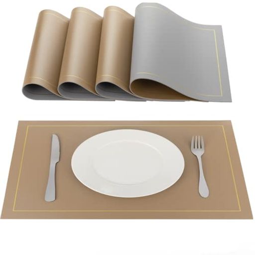 ExgoxランチョンマットPU両面おしゃれ高級防汚防水断熱お手入れ簡単環境に優しい素材油がつかない丸洗..