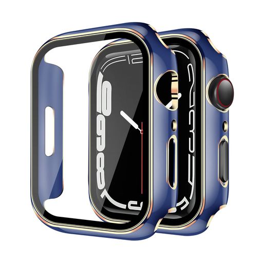 YUGYUG 対応 APPLE WATCH 9/8/7 45MM ケース アップルウォッチ9/8/7 45MM ケース PC素材 光沢式 アップルウォッチ カバー ガラスフィルム 一体型 日本旭硝子材 二重構造 APPLE WATCH カバー 全面保護