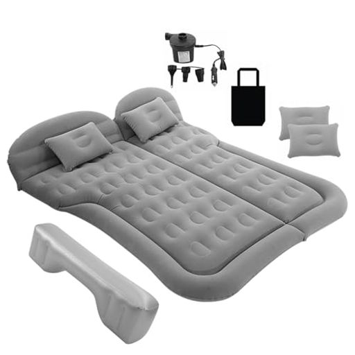 Rakuten - Snowon車中泊マットエアーベッド6独立気室175x130cm厚さ10cmSUVMPV全車種対応隙間クッション枕・電動ポンプ付エアーマットコンパクト車用ベッドしやちゅうはくグッズカーマットレス防災多用…