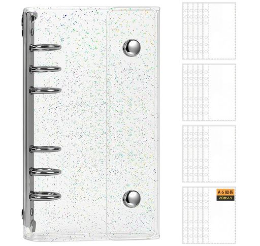 Rakuten - シール帳A6の輝き(INS風スリムタイプ19.2cm*11cm)透明INS風スリムタイプ3サイズ選べる(M5/A6/A7)20枚リフィル付きシール収納ファイルクリアバインダー女の子向けかわいい手帳アルバムDIYデコ