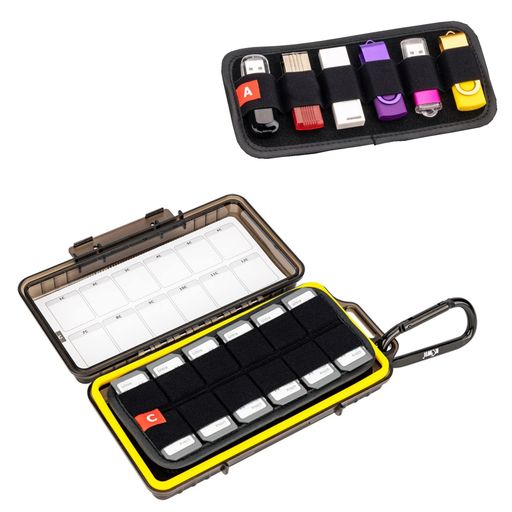 KIWIFOTOS USBメモリ メモリーカードケース 大容量 USBメモリ 12枚+ SD NS PSV switchソフト CFexpress Type A カード 24枚 収納ケース スイッチカード SDカードケース 耐衝撃 防水防塵 カラビナ付き