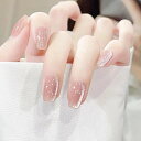 ネイルチップ24枚入つけ爪短め春夏人気和風かわいいシンプルフレンチネイル貼るネイルおしゃれ成人式入学式卒業式パーティー日常生活に使用キャッツアイネイル光沢つけ爪...