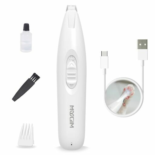 MUGIMペット用ミニバリカン犬猫用足裏肉球ケア静音設計ディテールカットLED付き二段階スピード耳裏顔周り自宅トリミングコードレスバリカン超軽量初心者向けUSB充電式