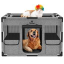 ペットサークル折りたたみPAWABOO犬ケージメッシュ扉付き小型犬さーくる屋根付きサークル犬室内組立簡単ハムスターケージ長方形キャットサークルペットフェンス犬屋...