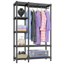IZEUKハンガーラックスリム洋服ラック押入れ収納棚ハンガーパイプ付きガーメントハンガー棚付き多機能収納衣類工具不要突っ張りポールダブル高耐荷重耐久性頑丈ワイヤー衣類収納金属…