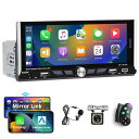 HODOZZYスクリーンが付いている車のステレオ1つの喧騒の無線APPLECARPLAY及ANDROIDAUTO、1DIN6.9インチのHDのタッチスクリーン車のラジオBLUETOOTH車のオーディオ受信機背面図のカメラ(2)