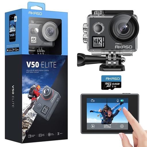 AKASO 󥫥 4K60FPS V50ELITE å꡼ 64GB MICROSD꡼ WIFI ...
