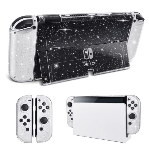 DLseegoSwitchOLED用ケーススイッチ有機elカバー有機elモデルケース分離式カバー超軽量耐衝撃傷つけ防止全面保護取り外し簡単キラキラ
