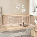 PETNNIKO犬ケージ犬ゲージ幅146x奥行68x高さ70CM小中大型犬用屋根付き犬ゲージペットケージ犬サークルペットサークル木製室内トイレ付きマットトイレトレーニング出来る仕切組立簡単掃除…(3)