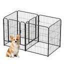 【HHOLOVE】ペットサークル犬猫小動物用室内外兼用扉付き形状変更可能犬ゲージ小型・中型犬用トイレのしつけが出来るトイレトレーニングセット付きブラック(ブラッ...