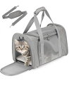 Wayfurr猫キャリーバッグ折り畳みペットキャリーケース(マット芯改良)お出かけドライブ旅行通院飛び出し防止通気性洗えるマット軽量ベルト脱着可防災避難用大容量耐荷重7Kg(Mグレー)
