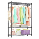 IZEUKハンガーラック3段押入れ収納棚ハンガーパイプ付き工具不要突っ張りポール高耐荷重耐久性頑丈ワイヤー衣類ラック衣類収納金属製自立式防錆クローゼットワードローブ幅115x奥行40x…