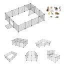 ペット用囲い犬猫ケージグリッドドア付き任意組立DIYシェルフ収納用屋内外16PCS(ブラック)