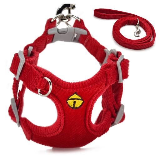 Mirupochi(ミルポッチ)猫犬ハーネス小型犬りーど首輪ペット超小型犬おしゃれ子犬小型けんイヌ胴輪リードセットソフトつけやすい柔らかさ抜けない付き軽量調整簡単散歩気管に優しい(XSレ…