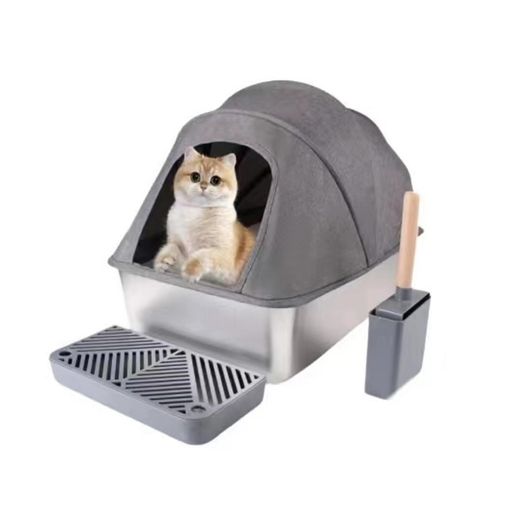 密閉式ステンレス猫トイレボックスオックスフォード蓋付き特大のごみ箱防止漏出砂スクーパーが付い臭気..
