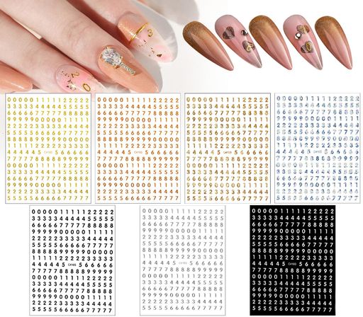 CHISAFLYネイルシール数字ナンバー小さい7枚セットゴールドシルバーネイルステッカーすうじ白黒ホワイト CHISAFLYネイルシール数字ナンバー小さい7枚セットゴールドシルバーネイルステッカーすうじ白黒ホワイト