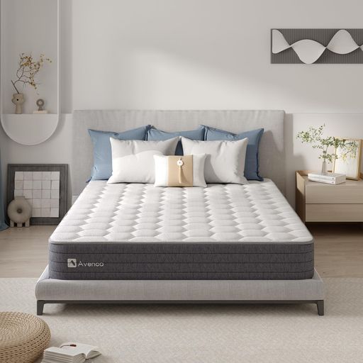 Avencoマットレスシングル高反発厚さ20cmやや硬めベッドマットレスポケットコイルマットレスコイル406個3ゾーン構造線経2.0mm/2.2mm並行配列高密度ウレタン使用スプリングマットレスやや硬…
