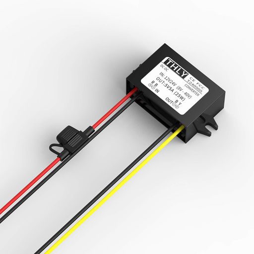 【高効率DC-DCコンバーター】 本製品は dcdc コンバーター 降圧 モデルで、DC 8〜40Vの入力を安定した DC 5V出力(最大5A/25W) に変換します。車載電子機器やLED機器など、12v 5v 変換 が必要な幅広いシーンで活躍。 【ヒューズ付きで安全設計】 本 12v 5v コンバーター にはヒューズが内蔵されており、過電流(7.5A超過)時には自動遮断。機器を過負荷や故障リスクから守り、火災のリスクも低減します。 【IP67防水・耐久性】 熱伝導性シリカゲル封止技術を採用した dcdc コンバーター 5v は、防水・防塵・防湿・耐衝撃に対応。雨天や厳しい屋外環境でも安心して使用可能です。 【コンパクト&amp;簡単取付】 わずか4本のケーブル(入力+/−、出力+、GND)を接続するだけで使用可能。小型・軽量設計のため、狭いスペースにも設置できる dcdc コンバーター 24v 5v です。 【幅広い用途】 ゴルフカート、トラック、ソーラーシステム、LEDライト、GPS、カーオーディオ、LCDディスプレイ、監視カメラなど、12v 5v コンバーター として多様な機器に対応。