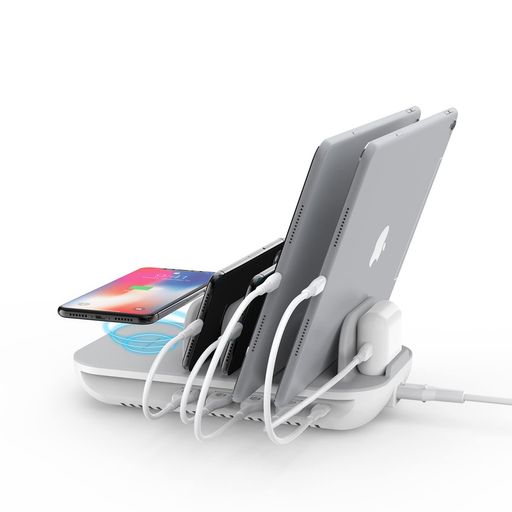 PD対応/ワイヤレス充電器/4ポート USB-A 、首佩 70W 5ポート充電ステーション 15Wワイヤレス充電パッド付き IPAD PRO GEN2、PHONE XS/MAX/XR/X / 8、S9 / S8、25W用の1つのUSB-Cポート