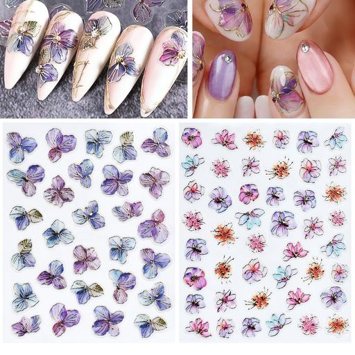 CHISAFLYネイルシール花アジサイネイルステッカー紫陽花箔押し花びら花柄梅雨夏春DIY2枚セット CHISAFLYネイルシール花アジサイネイルステッカー紫陽花箔押し花びら花柄梅雨夏春DIY2枚セット