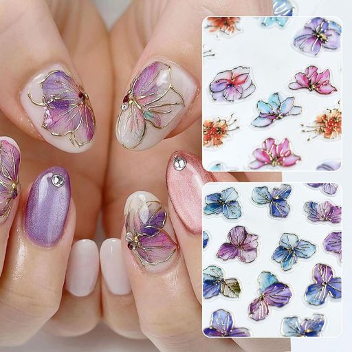 CHISAFLYネイルシール花ネイルステッカーアジサイ紫陽花箔押し花びら花柄梅雨春夏DIY2枚セット CHISAFLYネイルシール花ネイルステッカーアジサイ紫陽花箔押し花びら花柄梅雨春夏DIY2枚セット