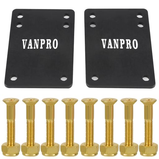 Vanpro ライザー パット 1/8 4MM スケボートラック スケートボード スペーサー(色:黒/数:2個) (厚さ4 MMボルト付き)