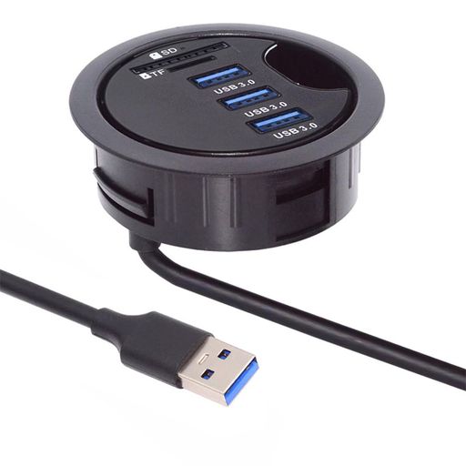 Cablecc3ポートUSB3.0ハブSDTFUSBスプリッター60mmデスクグロメットマイクロSDカードリーダーデスクト..