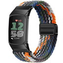 FOR FITBIT CHARGE 5/CHARGE 6 対応 交換ベルト マルチカラーのナイロン編組 マグネットクラスプ (デニムカラー)(2)