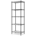 WORKPROスチールラック5段耐荷重250kgメタルラックキッチンシェルフ棚ポール径16mm幅44x奥行29x高さ130cmフック付き防サビ加工省スペース収納キッチンガレージランドリー商品陳列