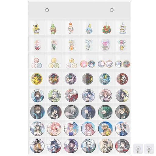 さえだ缶バッジ収納ファイル壁掛けウォールポケット48枚収納大容量缶バッジアクリルキーホルダーラバー..