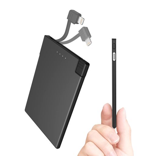 TNTORモバイルバッテリー軽量iPhone対応Lightningケーブル内蔵携帯充電器3500mAh充電器【超薄型&超軽量/2台同時充電可能/MFi認証】持ち運び充電器Type-Cポート入出力対応iPhone用iPhone