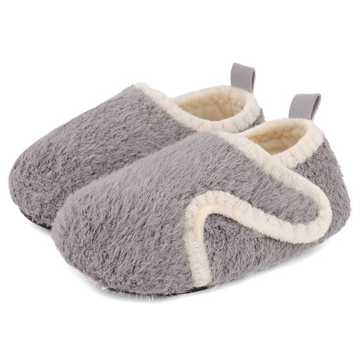 Shoes - [MKMATTKEELY]子供ルームシューズ13~19cm2~8歳秋冬暖かいキッズ女の子男の子厚手もこもこ室内履き防寒滑り止め柔らかいお洒落洗えるグレー/15-16cm