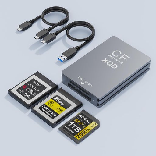 CFexpress タイプBカードリーダーとXQDカードリーダー、USB 3.2 Gen 2 10Gbps Thunderbolt 3ポート CF ExpressカードタイプBリーダー アルミニウムCFexpressメモリーカードアダプター