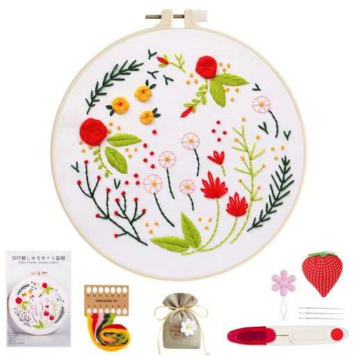 TuxFezug刺繍キット刺繍セット刺しゅう手作り刺繍セットDIYししゅうクロスステッチ刺繍工具セット刺繍ししゅうキット初心者セット刺繍枠刺繍糸刺繍針刺繍用布はさみおしゃれ贈り物日本…
