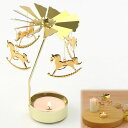 キャンドルホルダーDRERIOロータリーキャンドルゴールド金属製回転キャンドルホルダー木馬トレイ付き燭台ロータリーキャンドル母の日/結婚式/家の装飾/プレゼント...