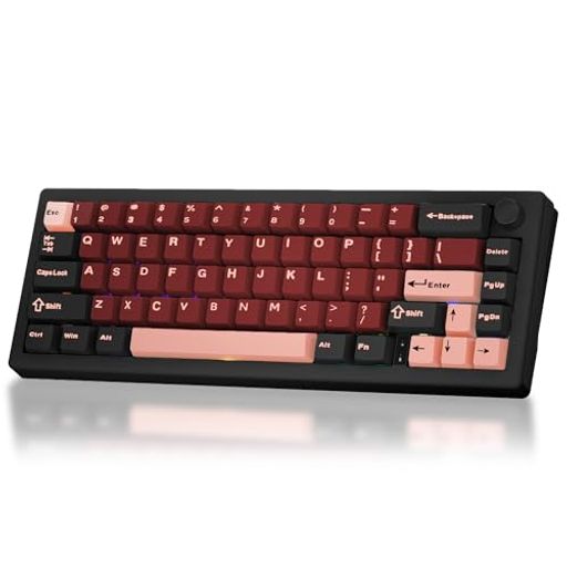 BOYIGMK67-65%メカニカルキーボード、ガスケットマウントホットスワップ可能BT5.0/Type-C/2.4Gワイヤレス南向きRGB、チェリープロフィールPBTキーキャップリニア潤滑スイッチカスタムゲーミング…