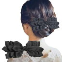 GFUN髪飾りリボン重ねリボン大きめ和装袴バレッタクリップヘアアクセサリー卒園式発表会浴衣洋服黒