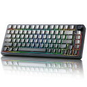 YUNZIIB7575%有線メカニカルキーボードホットスワップ対応ガスケット搭載RGBバックライト高耐久英語配列PBTキーキャップチェリープロファイルWIN/MAC用(グラデーション・ブラックRGBブルーグ…
