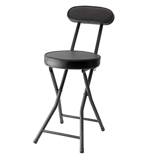 【BLKP】パール金属折りたたみパイプチェア限定マットブラック高さ73cm背付コンパクト椅子BLKP黒N-7572