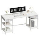 YETOM ゲーミングデスク デスク 机 PCデスク GAMING DESK 幅160CM×奥行55CM ラック付きデスク 引き出し付きデスク パソコンデスク オフィスデスク 収納ラック 桌子 事務机 DESK テレワーク 白い(3)