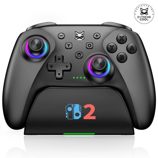 🔥🔥🔥【第2世代コンソールをスリープ解除】Switch 2コントローラーにはスリープ解除機能が搭載されています。1:オリジナルのJoy-Conコントローラーが本体に接続されていることを確認してください。2:初期ペアリング手順に従って、コントローラーを本体に接続してください。3:接続が成功してから20秒以内に、右側のJoy-Conを素早く取り外し、すぐに再度取り付けてください。4:スリープ解除機能が有効になりました。[HOME]ボタンを押すと、いつでも本体を起動できます。 🎮【充電ベースを搭載したSwitch コントローラー 】洗練なるソリッドブラック、7色変換LEDライト、充電ベース搭載、ホールジョイスティック、3段階Turbo連射速度、3段階振動、Bluetooth5.0接続、6軸ジャイロセンサー、スクリーンショット、自動連射機能/連射ホールドなど、様々な機能が今までと異なるゲーム体験が楽しめます。高い交換性を持つ、スイッチ全モデル「Switch/Lite/OLEDなど」に対応でき、すべてのSwitchゲームに適しております。
