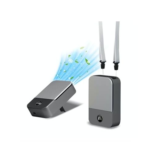 Enfsdtyec腰掛け扇風機携帯扇風機ベルトファン羽なし腰掛け/首掛け/卓上/手持ち/ミニ2000mAh大容量ネックファンLEDディスプレイ付き静音小型3段階風量調整軽量