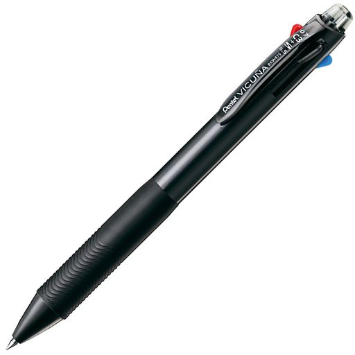 サイズ:軸径 18mm x奥行 13mm x 長さ 144mm 重さ:14g 多機能ペン:ボールペン3色(黒、赤、青)+シャープペン ボール径:0.7mm、シャープ径:0.5mm 材質:前軸:再生PC 後軸、ノック:PC スライダー:POM グリップ:エラストマー