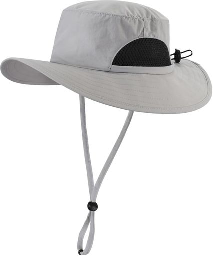 [Connectyle]幼児キッズつば広サファリハット日よけ帽子通園通学メッシュUVカットハット子供男の子女の子ライトグレー