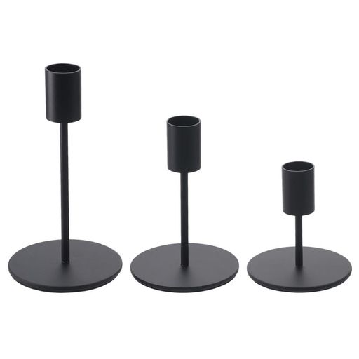 3個セットショートブラックテーパーキャンドルホルダー鉄製キャンドルスティックキャンドル燭台テーブ..