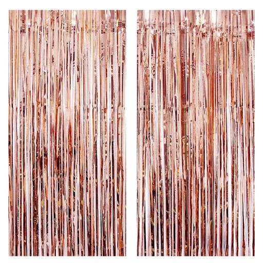 SUSWIM【2枚セット】タッセルカーテンキラキラパーティーグッズ100cm*200cm誕生日飾り結婚式舞台空間デコレーションフォトブース(ローズゴールド)(3)